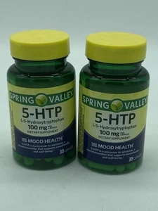 Lot Of 2 Spring Valley 5-HTP Capsules, Mood Sleep Health, 30 Count EXP 05/2027 - Picture 1 of 6