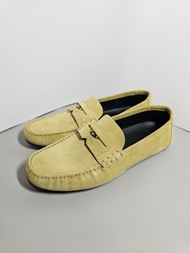 Mocassini driver autentici VERSACE in camoscio tono oro taglia 46 usati (027)