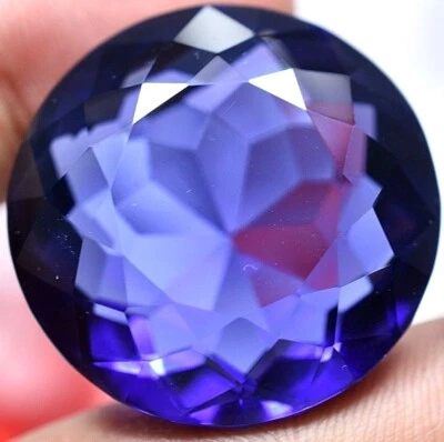 Lab Created 79.85 Ct Violet Blue Tanzanite GGL Certified Sparkling Round Cut Gem - Image 1 of 4