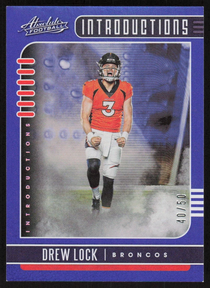 2019 Panini Absolute Introductions Blue Rookie Drew Lock /50 Denver Broncos - Image 1 of 2