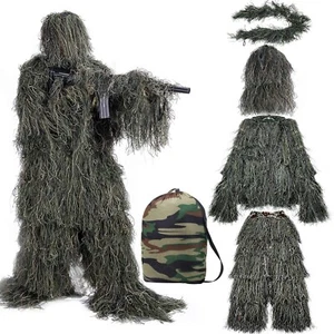 Ghillie Suit 5 in 1, 3D Camouflage Hunting Suit Clothes, Woodland Gilly Suit ... - Picture 1 of 6