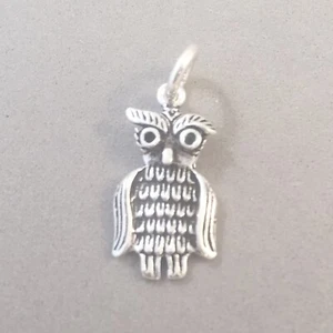 .925 Sterling Silber 1-seitig weise EULE CHARM Anhänger NEU Vogel 925 BI38 - Bild 1 von 2