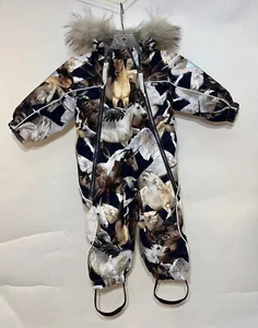 NWT Molo Girls Size 80 12 Months Snow Suit Unicorn Horse Print - Picture 1 of 10