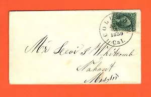 US #33 On Small Cover 10c Washington - Apr 4, 1859 Columbia Cal. CDS - ex. Klein - Picture 1 of 3