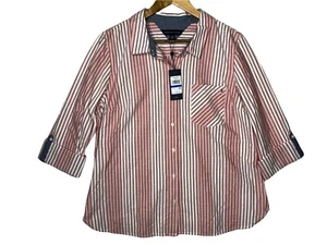 Tommy Hilfiger Womens XL Heritage Shirt Button Up Stripes - Picture 1 of 5