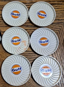 Vintage Gulf Gas Plastic Coasters With Holder - Picture 1 of 7