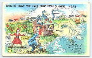 AK Comic Humor So bekommen wir unser Fischessen hier verschickt 1936 - Bild 1 von 2