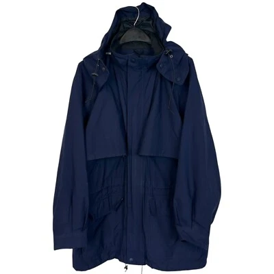 Chaqueta de lluvia de colección Y2K Eddie Bauer GORE TEX para hombre M con capucha ventilada bolsillos de campo azul marino Foto 1 de 4