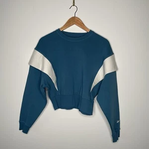 Reebok Women's Blue Dreamblend Crew Neck Sports Pullover Jumper Sweatshirt Sz S - Picture 1 of 7