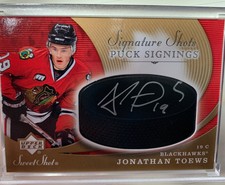 2007-08 Jonathan Toews Upper Deck Sweet Shot Signature Shots Autographed Card.