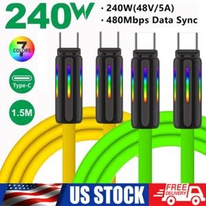 PD 240W Type C To C Fast Charge Cable PD3.1 USB C Liquid Silicone Data Cable - Picture 1 of 14
