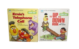 VTG Whitman Sesame Street Books Up & Down Book/ Ernies's Telephone Call Lot Of 2 - Imagen 1 de 5