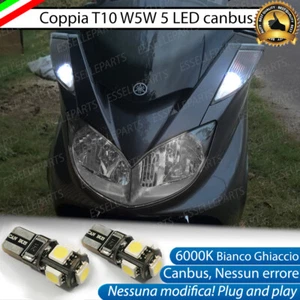 COPPIA LUCI POSIZIONE 5 LED YAMAHA MAJESTY 400 2004-2008 T10 W5W CANBUS 6000K - Foto 1 di 2
