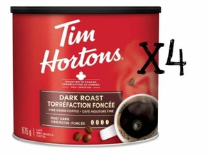 Canada Tim Hortons DARK roast Grind Coffee 875g can x4 FRESH NEW - Picture 1 of 1