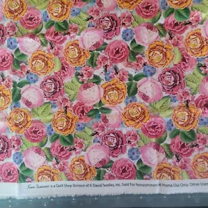 VTG 1yd Floral Roses Four Seasons All Digital 100% Cotton David Textiles - Picture 1 of 1