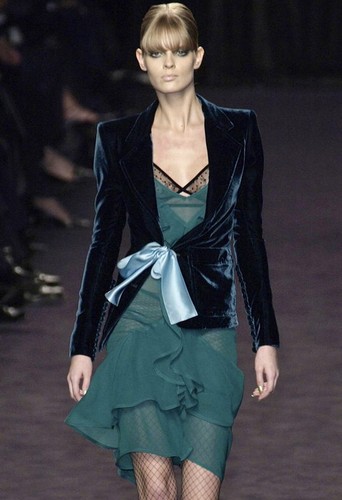 SAINT LAURENT (YSL) Giacca Fiocco Velluto Verde YVES SAINT LAURENT YSL Rive Gauche 2003 di Tom Ford