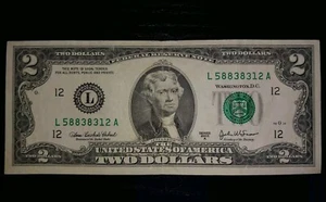 $2 Two Dollar Bill 2003 Series A  Circulated HTF San Francisco - Picture 1 of 12