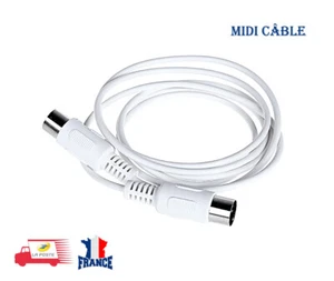 MIDI Extension Câble à Mâle 5 Pin 1.5/4.95FT Haute Qualité 5 Broches Blanc 1,5M - Imagen 1 de 6