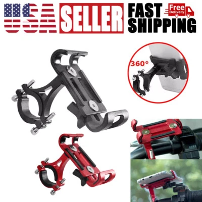 360° Bike Motorcycle Stand Aluminum Handlebar Mount Bicycle Cell Phone Holder - Image 1 of 4