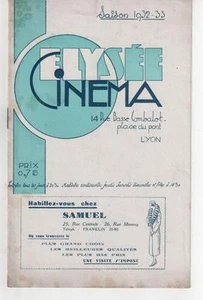 Programme ELYSEE CINEMA Lyon MEURTRES DE LA RUE MORGUE Robert Florey 1932-33 - Imagen 1 de 1