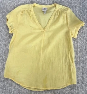 ST. JOHN'S BAY Womens Yellow Cotton SOFT Top T-shirt Blouse Size M NEW - Picture 1 of 3