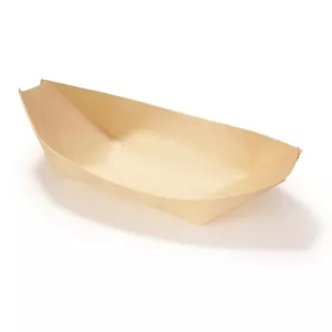 Einweg Holz Boot Essen und Vorspeise Geschirr - 6,7"" x 3,5"" x 1"" - BambusMN - Bild 1 von 9
