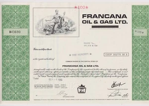 Francana Oil & Gas Ltd. Certificado de stock Canadá - Imagen 1 de 1