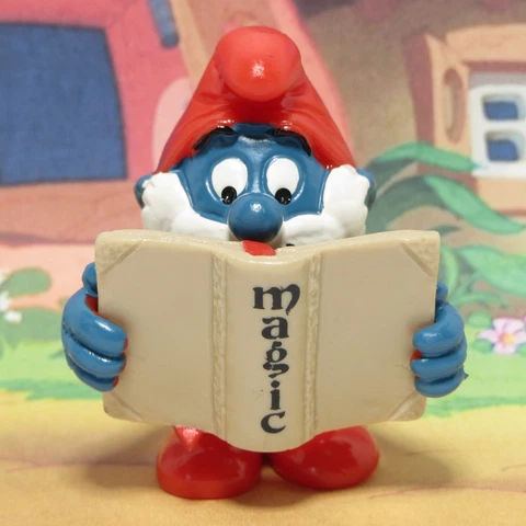 MAGIC BOOK PAPA SMURF - 20174 - SMURFS VINTAGE SCHLEICH PEYO 2" PVC FIGURE Cover