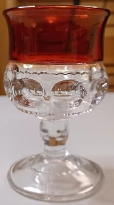 Vintage Ruby Cranberry Flash Stained Pressed Cordial Wine Glass #1 - Image 1 of 3