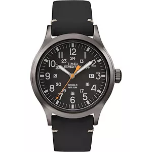 Timex TW4B01900, Men's "Expedition" Leather Indiglo Watch, Scout, Date, NEW - Picture 1 of 2