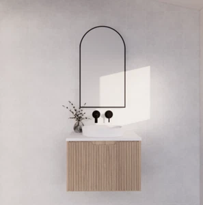 600-1500mm Vienna American Oak Fluted Wall Hung Vanity Bathroom Cabinet StoneTop - Picture 1 of 24