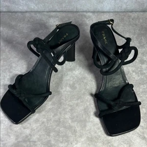 Sandali donna con tacco nuovi senza etichette montatura denim nero taglia EU 42 nuovi estivi con cinturino - Foto 1 di 8