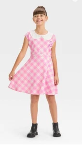 BARBIE MOVIE PINK GINGHAM DRESS TARGET GIRL’S SIZE LARGE HALLOWEEN COSTUME EUC - Picture 1 of 8