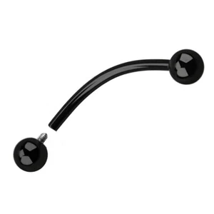 1 Black Plated Steel Internally Threaded Curved Barbell 19mm Ear Prince A #AK - Picture 1 of 1