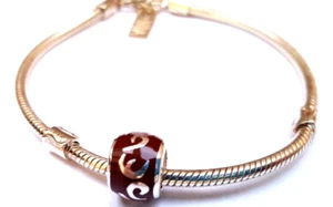 Biba Silber Armband 21 cm + Emalie - Silber Bead braun - Bead Armband 925er Neu - Bild 1 von 5