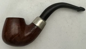Vintage LHS Briar Smoking Pipe Bent Stem Metal Band - Picture 1 of 6