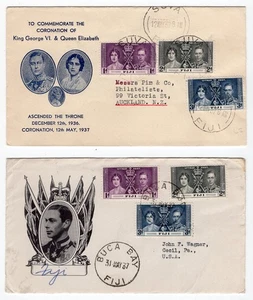 FIJI 1937 THREE ROYAL CORONATION ILLUSTRATED COVERS (ONE FIRST DAY) ONE BUCA BAY - Picture 1 of 3