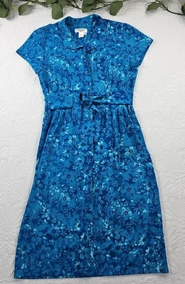 VTG Miss Dorby 90's Bright Blue Short Sleeve Pleated Waist Dress Size 10 - Image 1 of 4