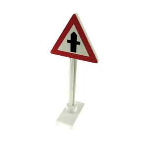 1x Lego Traffic Street Sign Triangle Red White Caution Right of Way Road 649p02 - Picture 1 of 1