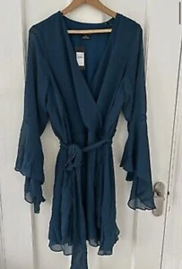 Bnwt City Chic Ladies Teal Wrap Dress Size dress size 16 wedding party holiday - Picture 1 of 3