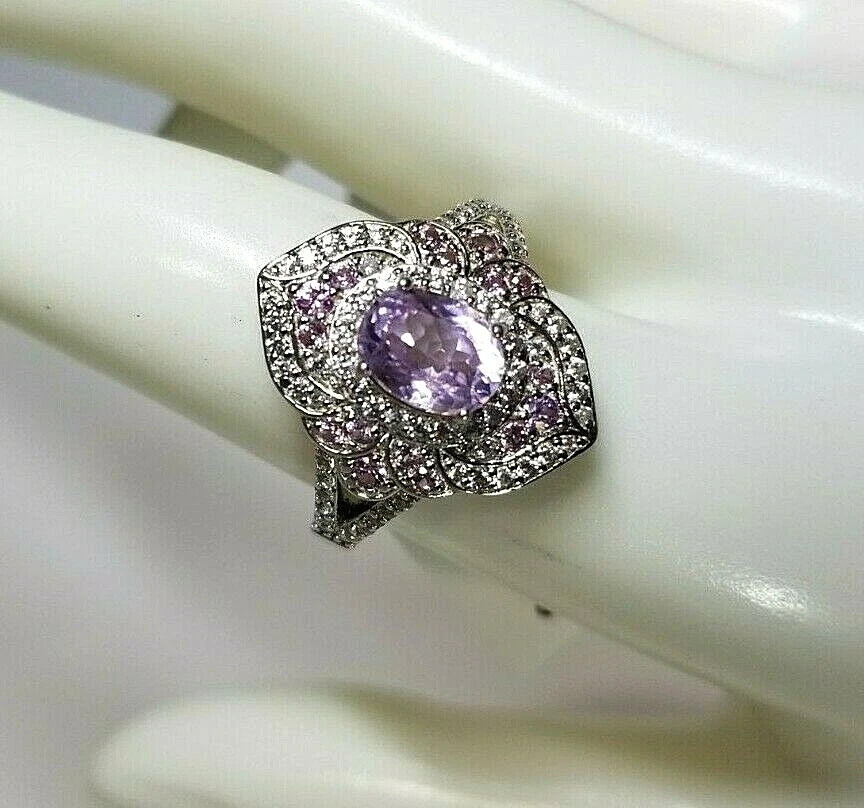 JTV CJH180 Pink Kunzite Rhodium Over Sterling Silver Ring. 2.45ctw SZ 10 Foto 1 de 4