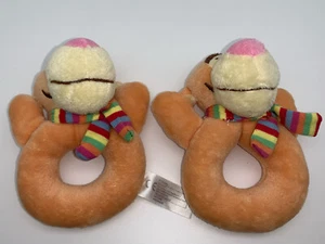 2x Greifling Klapper Tigger Tiger Plüschtier Kuscheltier Schal Bunt Orange Rosa - Bild 1 von 8