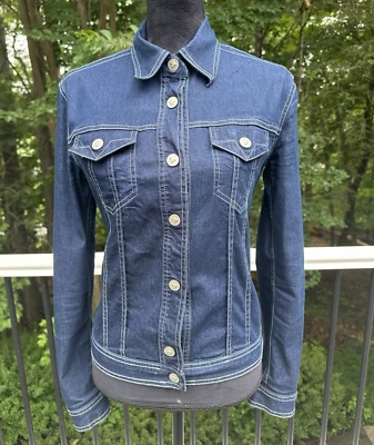 Jaqueta jeans Versace Jeans Couture vintage feminina leão nos botões XS Itália - Imagem 1 de 4