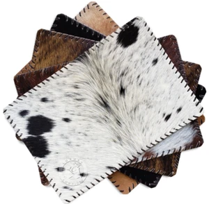 Cowhide Handmade Placemats 14x17” - SET OF 4 Assorted Tones - Picture 1 of 10