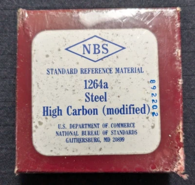 NBS/NIST Standard Reference Material 1264a Steel High Carbon Modified Disk Form