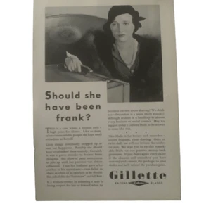 Vintage 1932 Gillette Razor Blades Should She Have Been Frank? Ad Advertisement - Picture 1 of 4