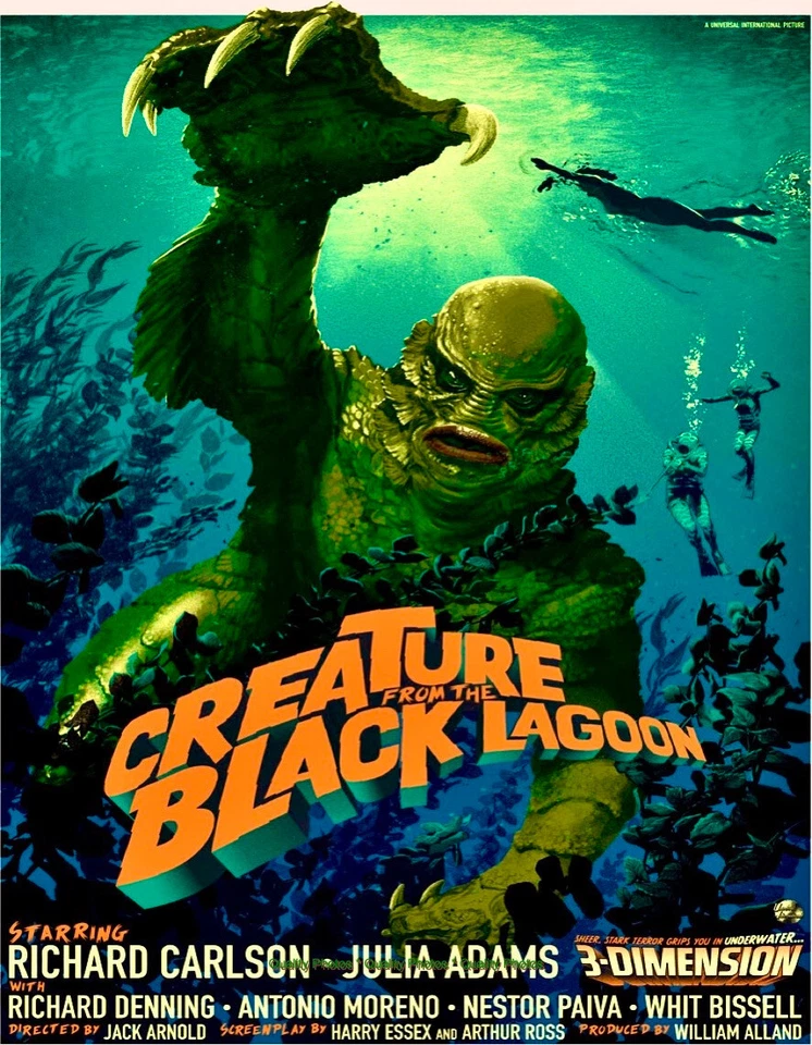 Creature From Black Lagoon 8.5x11" Photo Print Classic Horror 3D Movie Poster - Image 1 of 1