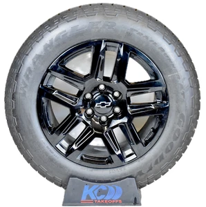 20" NEW CHEVY SILVERADO BLACK OEM TRAILBOSS WHEELS RIMS TIRES 2023 W/TPMS/LUGNUT - Picture 1 of 10