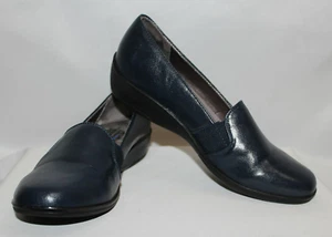 Life Stride Luxe Navy Blue Isabelle Loafer Velocity Memory Foam Low Wedge 7W EUC - Picture 1 of 10