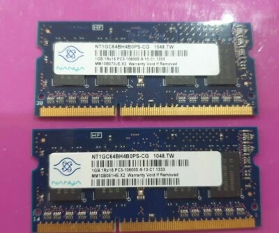 nanya 2x1gb = 2GB RAM MEMORY DDR3 PC3- 1Rx16 10600S-9-10-C1.1333 NT1GC64BH4B0PS - Image 1 of 2